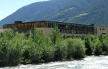 The modern spa building of the thermal baths of Merano.